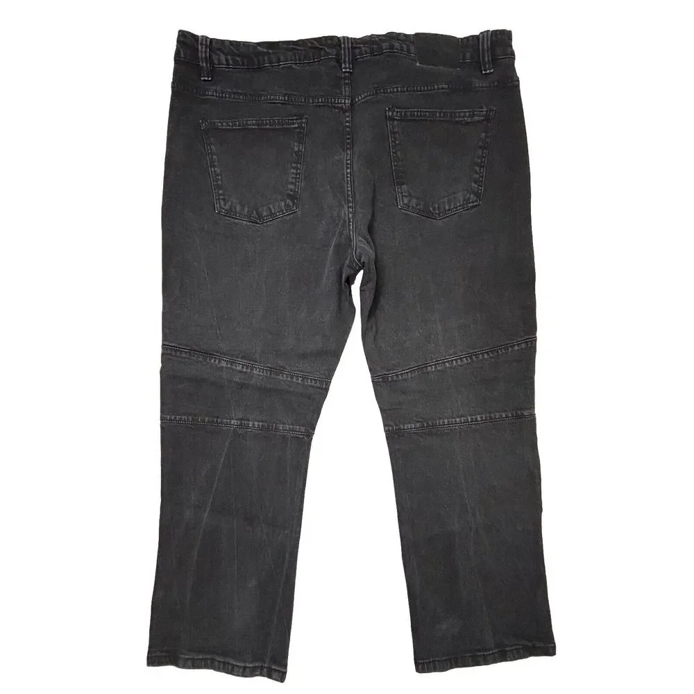 Marc Ecko Cut & Sew Moto Jeans Mens 46X30 Black Denim 100%‎ Cotton EUC